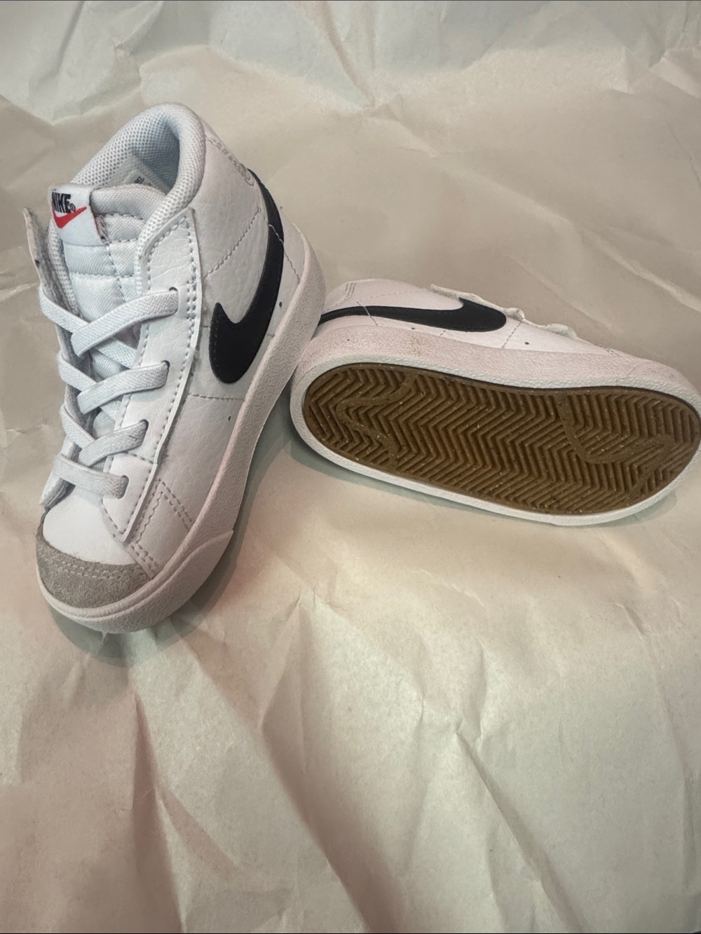 Nike Kids White and Black High-Top Sneakers